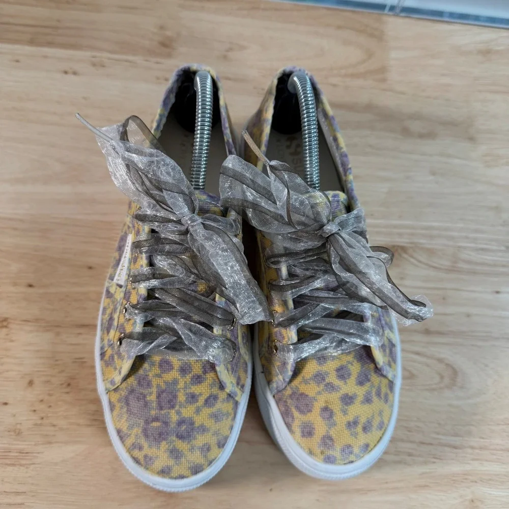 Superga x LoveShackFancy Platform Sneakers Women's Yellow Floral Low Top - 6.5
